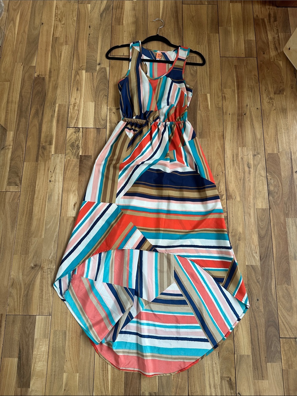 Colorful Striped High-Low Maxi Dress - Multi